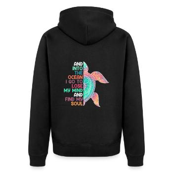 Umweltliebe Save the Ocean Schildkröte Tierschutz - Unisex Premium Bio Zip Hoodie - Schwarz - Hinten - Nico (187cm)