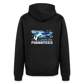 Save the Ocean Manatee Species Protection Endangered Animals - Unisex Premium Organic Zip Hoodie - black - Back - Nico (187cm)