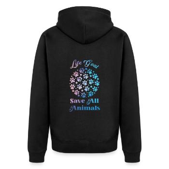 Rettet die Tiere Artenschutz Umweltschutz - Unisex Premium Bio Zip Hoodie - Schwarz - Hinten - Nico (187cm)