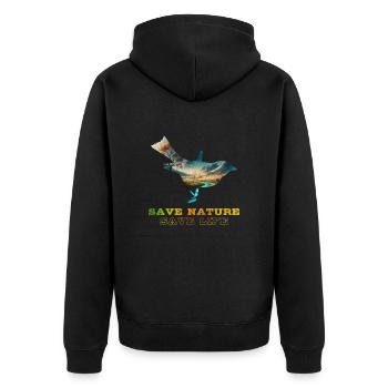 Save the Nature Environmental Protection Save the Earth - Unisex Premium Organic Zip Hoodie - black - Back - Nico (187cm)