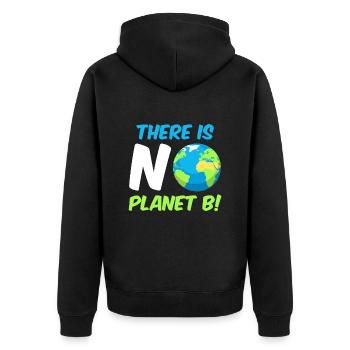 There is no Planet B Umweltschutz Mission Erde - Unisex Premium Bio Zip Hoodie - Schwarz - Hinten - Nico (187cm)