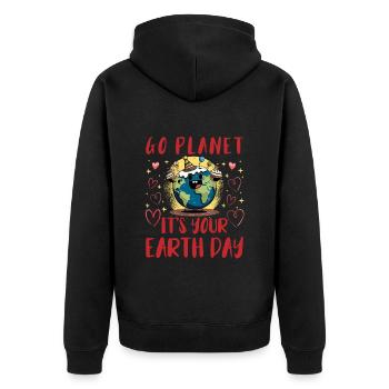 Mission Earth Conservation Earth Day Environment - Unisex Premium Organic Zip Hoodie - black - Back - Nico (187cm)