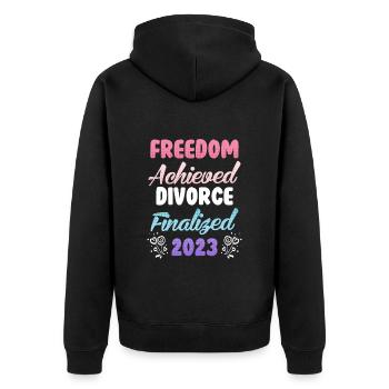 Divorce 2023 freshly divorced divorce party - Unisex Premium Organic Zip Hoodie - black - Back - Nico (187cm)