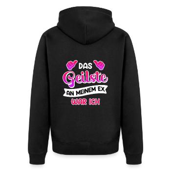 Scheidungsparty frisch Geschieden Happy Divorce - Unisex Premium Bio Zip Hoodie - Schwarz - Hinten - Nico (187cm)
