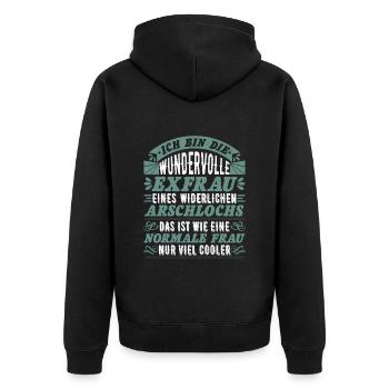 Wundervolle Ex Frau geschiedene Frau Damen - Unisex Premium Bio Zip Hoodie - Schwarz - Hinten - Nico (187cm)