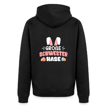 Frohe Ostern Schwester Hase Osterhasen Schwestern - Unisex Premium Bio Zip Hoodie - Schwarz - Hinten - Nico (187cm)
