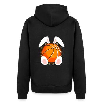 Basketball fans Osterhasen Frohe Ostern - Unisex Premium Bio Zip Hoodie - Schwarz - Hinten - Nico (187cm)
