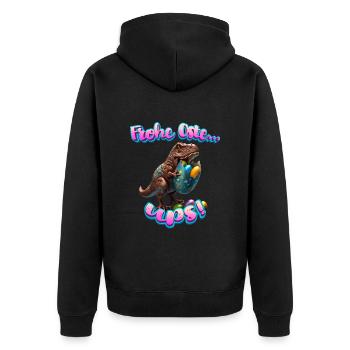 Frohe Ostern...ups! Dinosaurier Ostern Bunny - Unisex Premium Bio Zip Hoodie - Schwarz - Hinten - Nico (187cm)