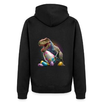 Eggspert Eiersuche Dinosaurier Ostereier - Unisex Premium Bio Zip Hoodie - Schwarz - Hinten - Nico (187cm)