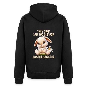 Eggspert Ostereier Suche Osterhasen Osterfreund - Unisex Premium Bio Zip Hoodie - Schwarz - Hinten - Nico (187cm)