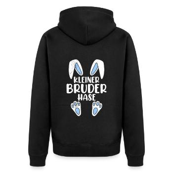 Bruder Hase Osterhasen Osterfreunde Kinder - Unisex Premium Bio Zip Hoodie - Schwarz - Hinten - Nico (187cm)