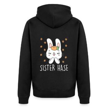 Osterhasen Schwester Easter Bunny Cute - Unisex Premium Bio Zip Hoodie - Schwarz - Hinten - Nico (187cm)