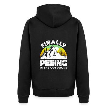 I love peeing outside hikers funny mountains - Unisex Premium Organic Zip Hoodie - black - Back - Nico (187cm)