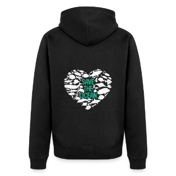 Save The Ocean Ocean Protection Environment - Unisex Premium Organic Zip Hoodie - black - Back - Nico (187cm)