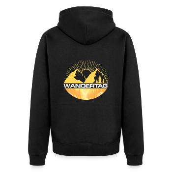 Wandertage Bergfan Wandern Hiking - Unisex Premium Bio Zip Hoodie - Schwarz - Hinten - Nico (187cm)
