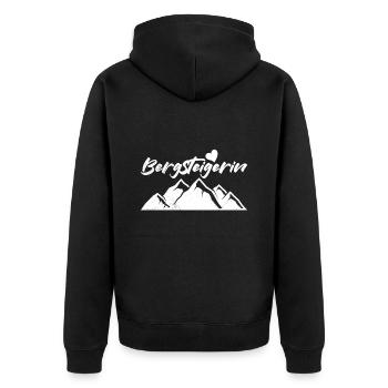 Bergsteiger Berge klettern Wandern - Unisex Premium Bio Zip Hoodie - Schwarz - Hinten - Nico (187cm)