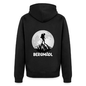 Bergfan Bergmädl Bergsteiger Wanderer klettern - Unisex Premium Bio Zip Hoodie - Schwarz - Hinten - Nico (187cm)