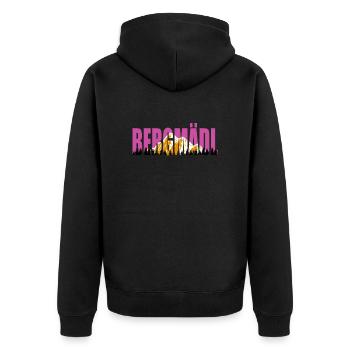 Bergfan Bergmädl Bergsteiger Wanderer klettern - Unisex Premium Bio Zip Hoodie - Schwarz - Hinten - Nico (187cm)
