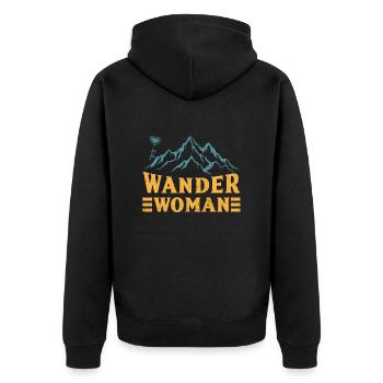 Wanderwoman Bergsteiger Wanderer - Unisex Premium Bio Zip Hoodie - Schwarz - Hinten - Nico (187cm)