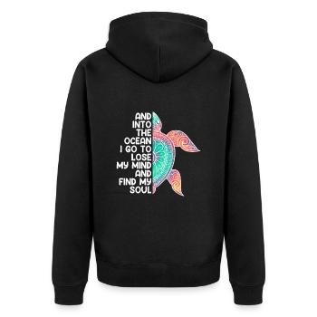 Umweltliebe Save the Ocean Schildkröte Tierschutz - Unisex Premium Bio Zip Hoodie - Schwarz - Hinten - Nico (187cm)