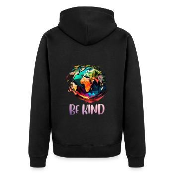 Be Kind Rette die Erde Umweltschutz Naturschutz - Unisex Premium Bio Zip Hoodie - Schwarz - Hinten - Nico (187cm)