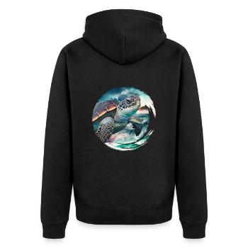 Rettet die Schildkröten Umweltschutz Ozean - Unisex Premium Bio Zip Hoodie - Schwarz - Hinten - Nico (187cm)