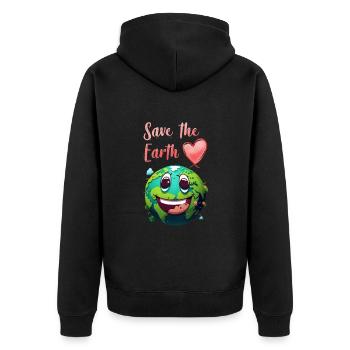 Save the Earth Umweltschutz und Artenschutz - Unisex Premium Bio Zip Hoodie - Schwarz - Hinten - Nico (187cm)