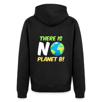 There is no Planet B Umweltschutz Mission Erde - Unisex Premium Bio Zip Hoodie - Schwarz - Hinten - Nico (187cm)