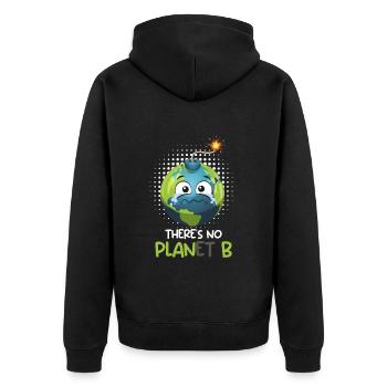There is no Planet B Umweltschutz Mission Erde - Unisex Premium Bio Zip Hoodie - Schwarz - Hinten - Nico (187cm)