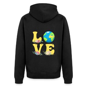 Save the Earth LOVE Mission Earth Environmental Protection - Unisex Premium Organic Zip Hoodie - black - Back - Nico (187cm)