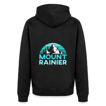 Mount Rainier Bergsteiger Gipfelsport Wandern - Unisex Premium Bio Zip Hoodie - Schwarz - Hinten - Nico (187cm)