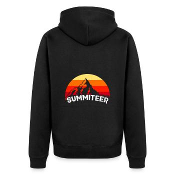 Bergsteiger Bergfan Climbing Summit klettern - Unisex Premium Bio Zip Hoodie - Schwarz - Hinten - Nico (187cm)