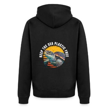 Gardez la mer sans plastique Protection de l’environnement - Veste à capuche bio Premium Unisexe - noir - Dos - Nico (187cm)