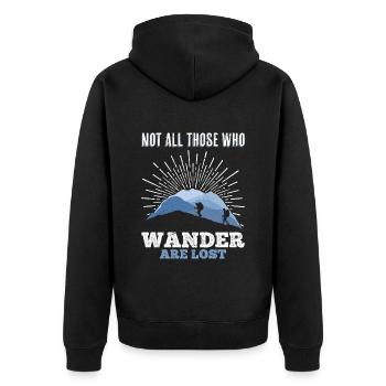 Wanderer Nicht alle die wandern verlaufen sich - Unisex Premium Bio Zip Hoodie - Schwarz - Hinten - Nico (187cm)