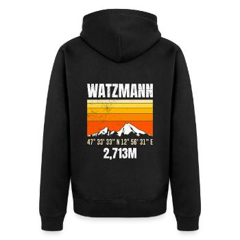 Watzmann Bergsteiger klettern Wanderer Berge - Unisex Premium Bio Zip Hoodie - Schwarz - Hinten - Nico (187cm)