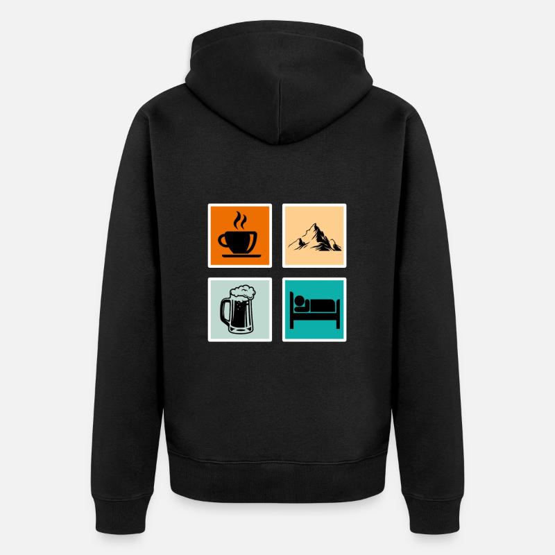 Bergfan Kaffeelover Bierfan Summit Wanderer - Unisex Premium Bio Zip Hoodie - Schwarz