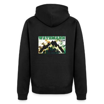 Watzmann Bergfan klettern Bergsteiger Wanderer - Unisex Premium Bio Zip Hoodie - Schwarz - Hinten - Nico (187cm)