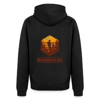 Bergfan Bergmädel Wanderer und Bergsteiger Wandern - Unisex Premium Bio Zip Hoodie - Schwarz - Hinten - Nico (187cm)