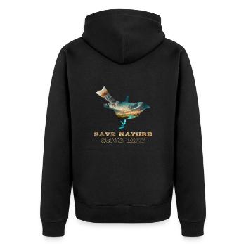 Save the Nature Environmental Protection Save the Earth - Unisex Premium Organic Zip Hoodie - black - Back - Nico (187cm)