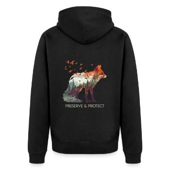 Umweltschutz Artenschutz Rettet die Erde - Unisex Premium Bio Zip Hoodie - Schwarz - Hinten - Nico (187cm)