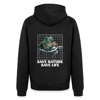 Save Nature Schildkröten Artenschutz Umwelt - Unisex Premium Bio Zip Hoodie - Schwarz - Hinten - Nico (187cm)