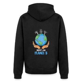 There is no Planet B Umweltschutz Mission Erde - Unisex Premium Bio Zip Hoodie - Schwarz - Hinten - Nico (187cm)