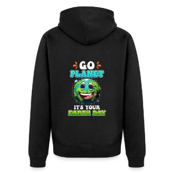 Earth Day Mission Erde & Klimaschutz Umwelt - Unisex Premium Bio Zip Hoodie - Schwarz - Hinten - Nico (187cm)