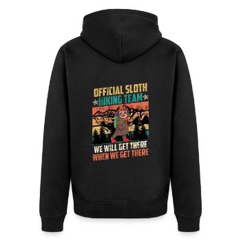 Wanderteam lustig Bergfan Bergsteiger - Unisex Premium Bio Zip Hoodie - Schwarz - Hinten - Nico (187cm)