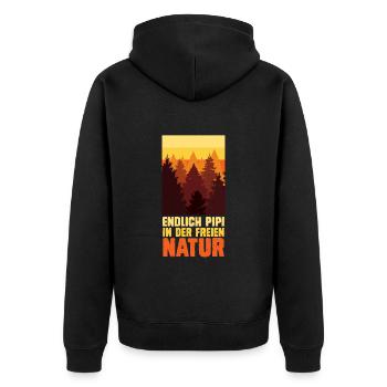 Bergsteiger lustig Peeing outside Naturburschen - Unisex Premium Bio Zip Hoodie - Schwarz - Hinten - Nico (187cm)