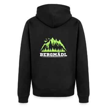 Bergfan Bergmädel Wanderer und Bergsteiger Wandern - Unisex Premium Bio Zip Hoodie - Schwarz - Hinten - Nico (187cm)
