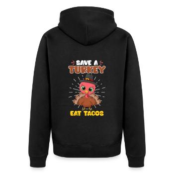 Rettet die Tiere Artenschutz Eat Tacos Umweltliebe - Unisex Premium Bio Zip Hoodie - Schwarz - Hinten - Nico (187cm)