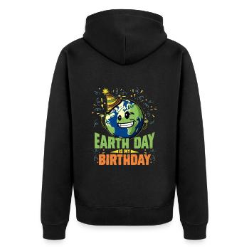 Earth Day ist mein Geburtstag Umweltschützer - Unisex Premium Bio Zip Hoodie - Schwarz - Hinten - Nico (187cm)