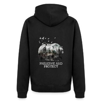 Umweltschutz Artenschutz Rettet die Erde - Unisex Premium Bio Zip Hoodie - Schwarz - Hinten - Nico (187cm)