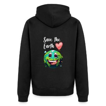 Save the Earth Umweltschutz und Artenschutz - Unisex Premium Bio Zip Hoodie - Schwarz - Hinten - Nico (187cm)